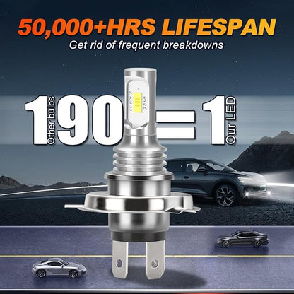 Upgraded 3570 CSP 6000K White LED Headlight Bulbs for Suzuki GSXR 600 750 1000 (2003-2005) - H4 High Beam and H7 Low Beam Plug and Play Combo Pack, 4-Pack