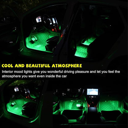 Car LED Strip Light, 24 LEDs RGB Neon Interior Atmosphere Lights, 12V Under Dash Ambient Night Light, Cigarette Lighter Auto Interior Decorative Lamp, Car Accessories (Green)