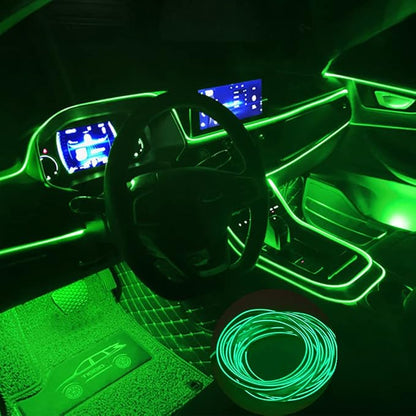 El Wire Lights for Car, Green El Wire Car Interior Neon Lights 16FT/5M Car Led Strip Light Interior USB 5V for Car Garden Party Decoration