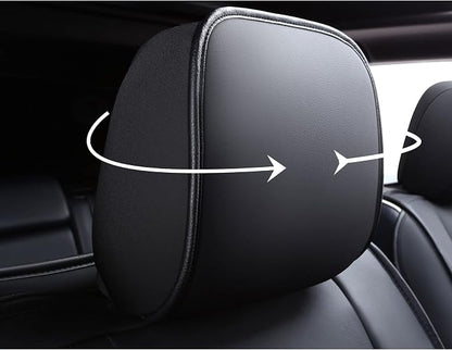 Huidasource Grand Cherokee Seat Covers, Waterproof Leather Customized Car Seat Cushion Covers, Full Set Seat Protectors Compatible with Grand Cherokee 2011-2022, (5 Pcs Full Set/Black&Red)
