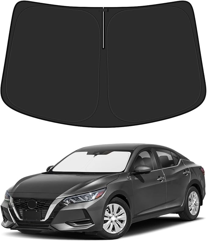 BIBLOZ Car Windshield Sun Shade for Nissan Sentra 2020-2025, S, SV, SR Accessories Foldable Car Sunshade Front Windshield Sun Visor PET Reflective Material