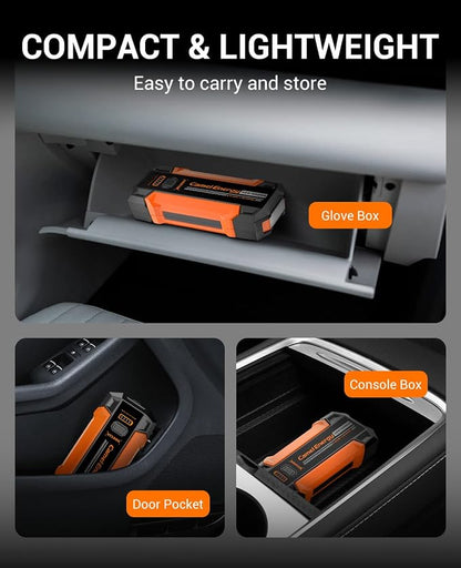 Portable Jump Starter 3000A Peak Car Battery Pack, 12V Jump Box up to 9.0L Gasoline and 7.0L Diesel Engine with Lights and Jumper Cable, 500 Lumen Lights