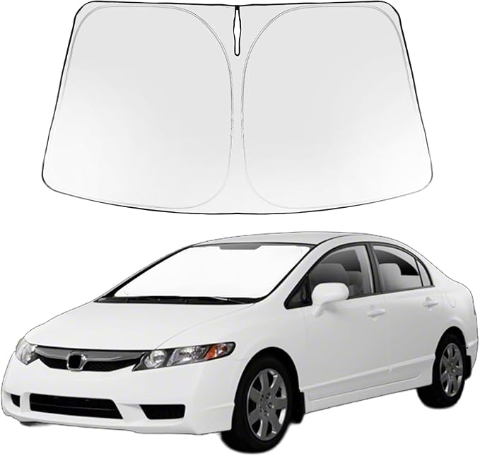 Proadsy 2026 Upgrade Windshield Sun Shade Custom Fit 2006-2011 Civic Foldable Front Sunshade Protector Sun Visor Blocks UV Rays Keep Car Cooler