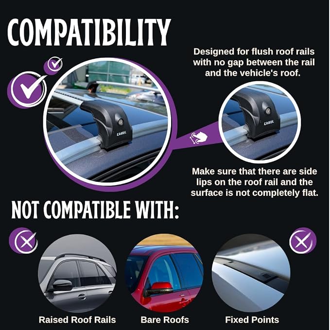 ERKUL Heavy Duty Roof Rack Cross Bars for Chevrolet Chevy Trax 2024-2026 | Upgraded 220 lbs Aero Aluminum Crossbars with Smart Clamp System | Compatible with Flush Rails - Silver