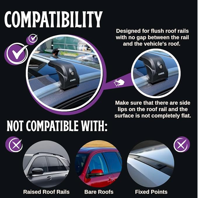 ERKUL Heavy Duty Roof Rack Cross Bars for Chevrolet Trax 2013-2022 | Upgraded Aero Aluminum Crossbars with Smart Clamp System | Compatible with Flush Rails - Silver