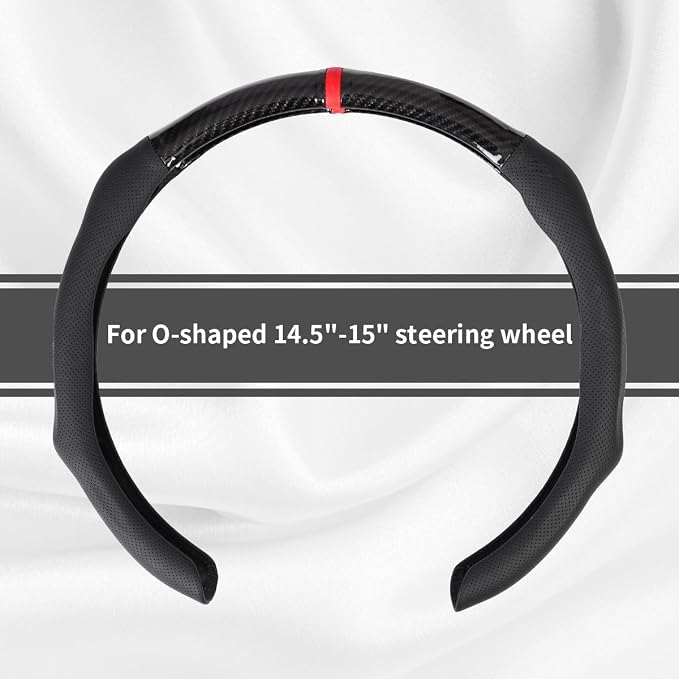 Car Steering Wheel Cover Napa Leather Non Slip Vehicle Steering Wheel Cover Protector, Quick Install Comfy Automotive Interior Decor, Universal fit 14½ to 15 inches Car Pickup SUV 14.5 to 15 inches