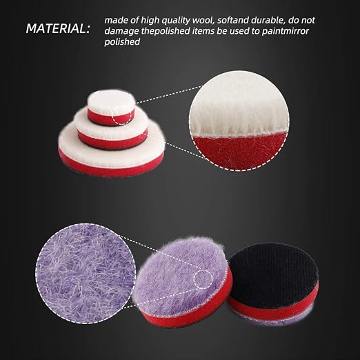 SPTA 29pcs Drill Buffing Pad Detail Polishing Pad Mix Size Kit with 5/8-11 Thread Backing pad & Adapters for Car Sanding, Polishing, Waxing (32Pcs Mini Detail Polishing Sets)