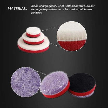 SPTA 29pcs Drill Buffing Pad Detail Polishing Pad Mix Size Kit with 5/8-11 Thread Backing pad & Adapters for Car Sanding, Polishing, Waxing (32Pcs Mini Detail Polishing Sets)