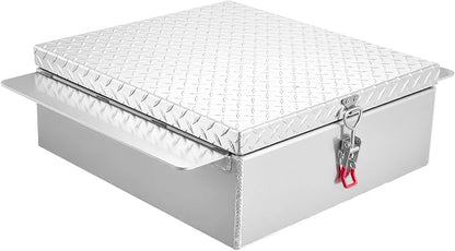 VEVOR Truck Bed Tool Box, Heavy Duty Aluminum Tool Box with Diamond Plate, Storage Toolbox Chest Organizer Supports up to 220 lbs, Ideal for Pickup, Truck Bed, RV, Trailer, 30.3 x 24 x 9 in, Silver