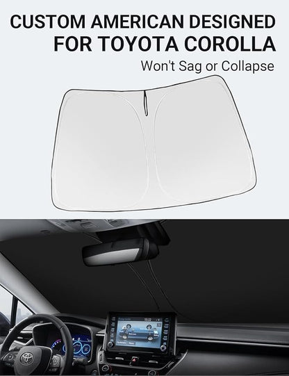 Proadsy 2026 Upgrade Windshield Sun Shade Custom Fit Toyota Corolla 2019-2025 2026 4-Layer Foldable Front Sunshade Protector Sun Visor Blocks UV Rays Keep Car Cooler Accessories