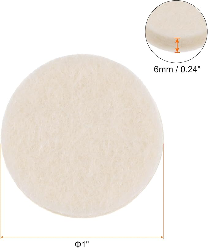 HARFINGTON 10pcs Wool Felt Polishing Pads, 1 inch Buffing Wheel Polish Pad Flocking Hook & Loop Back for Car Glass Plastic Metal Stone