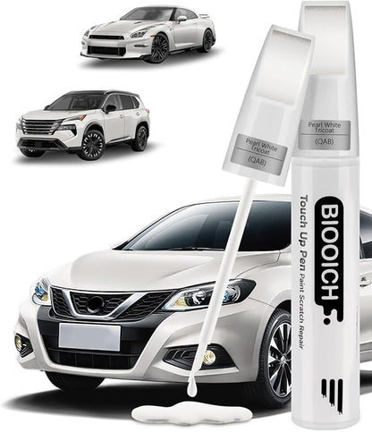Touch Up Paint Pen Exact Color Match Car Chip and Scratch Repair (for Nissan, Pearl White Tricoat(QAB))