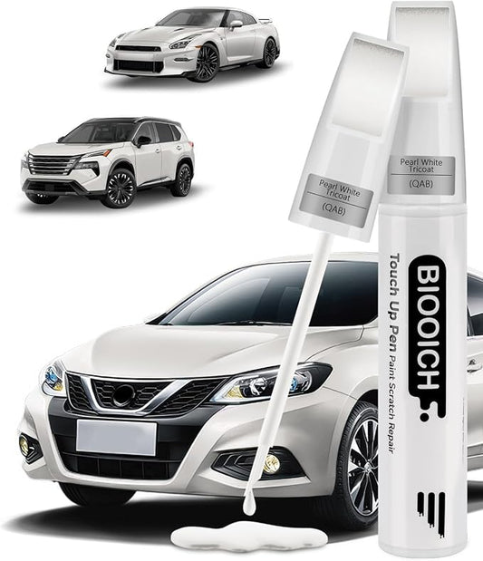 Touch Up Paint Pen Exact Color Match Car Chip and Scratch Repair (for Nissan, Pearl White Tricoat(QAB))