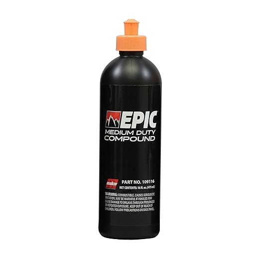 Malco EPIC Medium-Duty Car Polishing Compound – Best Minor Scratch Remover | All-in-One Compound for Polishing Car Paint | Dust-Free, Swirl-Free Finish | Removes P2500 Sand Scratches | 16 Oz. (109116)