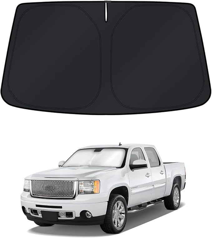 KUST Windshield Sun Shade for Chevrolet Silverado/GMC Sierra 2007-2011 2012 2013 Window Accessories Shade Sun Visor Cover Foldable Block UV Rays