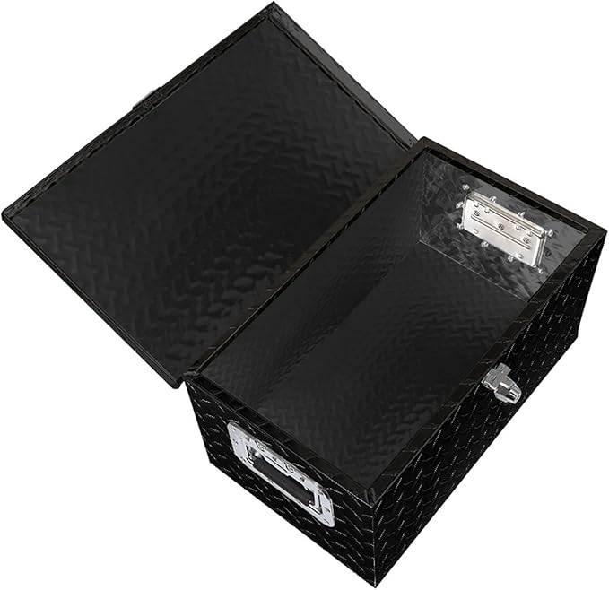 munirater 20 Inch Heavy Duty Black Aluminum Plate Tool Box Truck Bed RV Trailer Toolbox Storage W/Side Handle and Lock Keys 20 x 12 x 9.5in