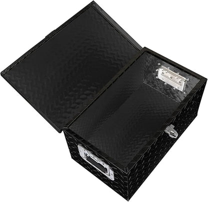 munirater 20 Inch Heavy Duty Black Aluminum Plate Tool Box Truck Bed RV Trailer Toolbox Storage W/Side Handle and Lock Keys 20 x 12 x 9.5in