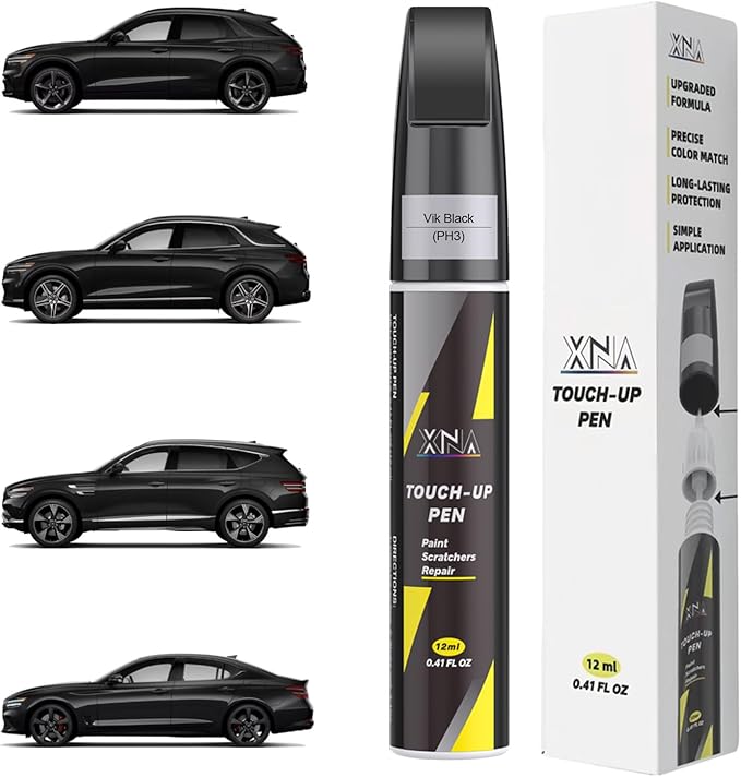XNA Vik Black(PH3) for Genesis Touch Up Paint, Car Scratch Remover for Nicks and Chips Repair, 2-In-1 Quick & Easy Fix Car Scratch Repair Kit with Exact Color-Matched