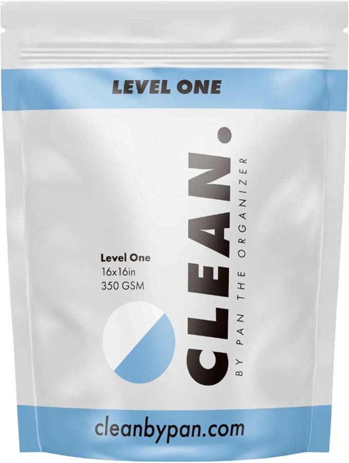 Clean Level One Microfiber Towel 10-Pack – Lightweight 250 GSM Multi-Purpose Cleaning Cloths for Auto Detailing, Household, and Garage Use – Soft, Lint-Free, Quick-Dry – 16” x 16”