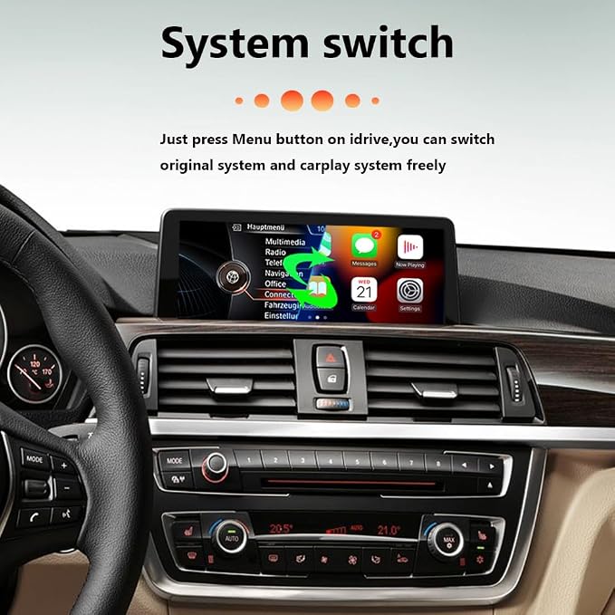 Wireless CarPlay Android Auto Retrofit Kit Decoder Box for BMW NBT System 1/2/3/4/5/6/7 Series X3/X4/X5/X6, Support Mirror Link, Camera, GPS, Siri, YouTube, for BWM Accessories