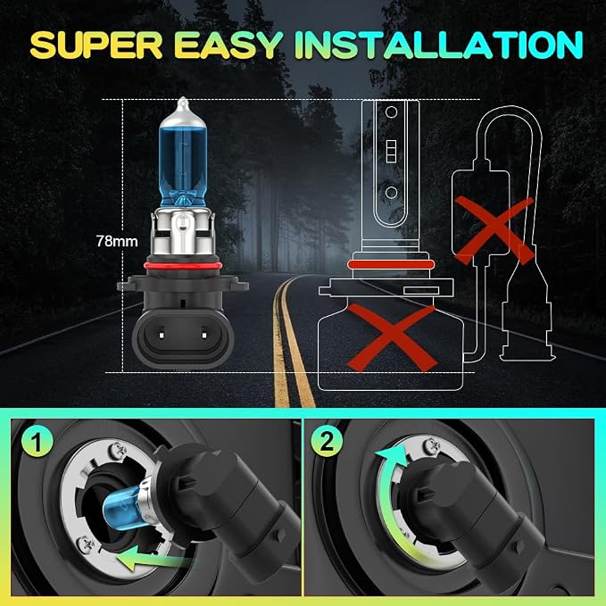 Halogen Headlight Bulbs Compatible for Toyota Corolla High and Low Beams 2001 2002 2003 2004 2005 2006 2007 2008 2009 2010 2011 2012 2013 2014 2015, 5500K White, 300% Brightness, Plug n Play, 4-Pack