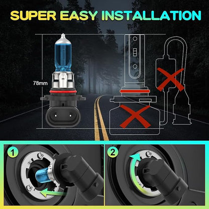 Halogen Headlight Bulbs Compatible for Toyota Corolla High and Low Beams 2001 2002 2003 2004 2005 2006 2007 2008 2009 2010 2011 2012 2013 2014 2015, 5500K White, 300% Brightness, Plug n Play, 4-Pack