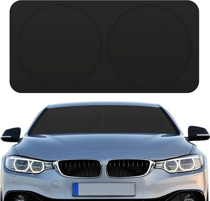 Windshield Sun Shade Foldable Car Front Window Covers for Car Accessories Sun Heat UV Rays Visor Protector Protection for Universal Cars SUV Truck (Solid Black)