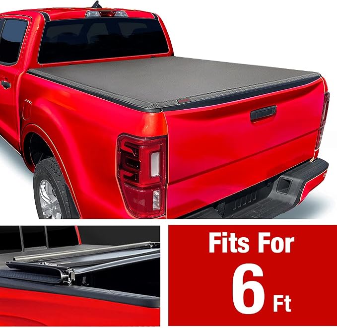 MaxMate Soft Tri-fold Truck Bed Tonneau Cover Compatible with 2019-2023 Ford Ranger | 6' (73") Bed | TCF371067