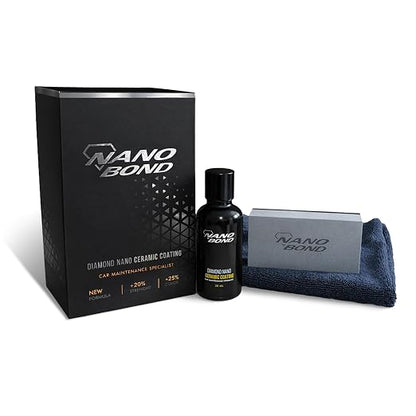 Nano Bond Ceramic Coating for Cars - 80% SiO2 Formula, Hydrophobic Paint Protection, UV & Corrosion Resistant for Glass, Wheels & Plastic, Easy Application, Car Detailing Kit, 30ml
