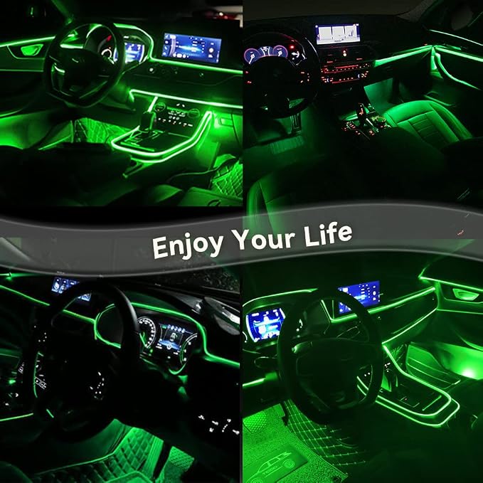 El Wire Lights for Car, Green El Wire Car Interior Neon Lights 16FT/5M Car Led Strip Light Interior USB 5V for Car Garden Party Decoration