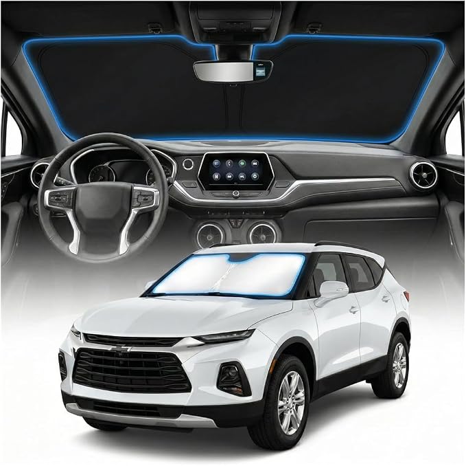 for Chevy Blazer Sun Shade Windshield Cover - Custom Fit Blazer Accessories 2024 2025 2026 Sunshade Foldable UV Protection & Heat Shield Sun Visor Accessories