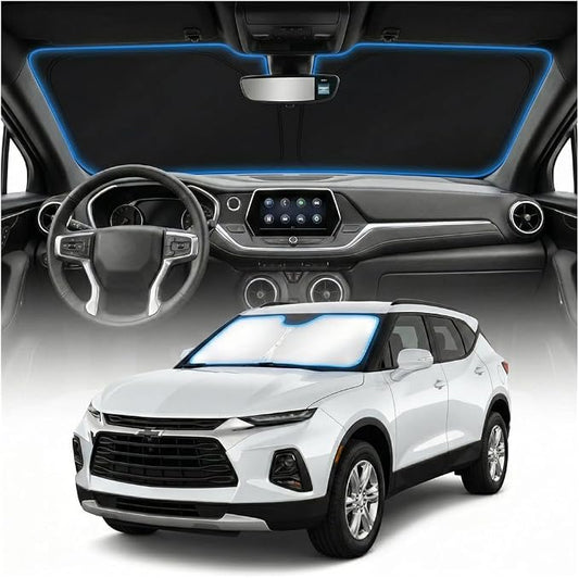 for Chevy Blazer Sun Shade Windshield Cover - Custom Fit Blazer Accessories 2024 2025 2026 Sunshade Foldable UV Protection & Heat Shield Sun Visor Accessories