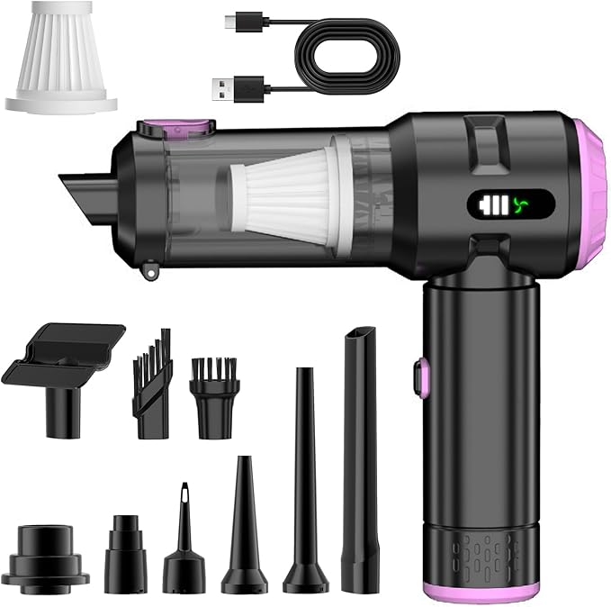 Wansimoo Handheld Car Vacuum Cleaner,25000PA Strong Cyclonic Suction Mini Vacuum Portable Cordless with Digital Display and One Touch Dust Removal for Car, Home, Office, Kitchen (Purple)