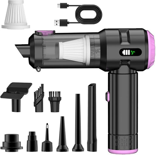 Wansimoo Handheld Car Vacuum Cleaner,25000PA Strong Cyclonic Suction Mini Vacuum Portable Cordless with Digital Display and One Touch Dust Removal for Car, Home, Office, Kitchen (Purple)