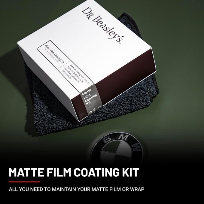Dr. Beasley's-FK-12 Matte Film Coating Kit - Resists Fading and Yellowing, Hydrophobic for Easy Cleaning, Great for Matte Paint Protection Films, Wraps, Vinyl, and Decals, 3 fl. oz, 1 Pack