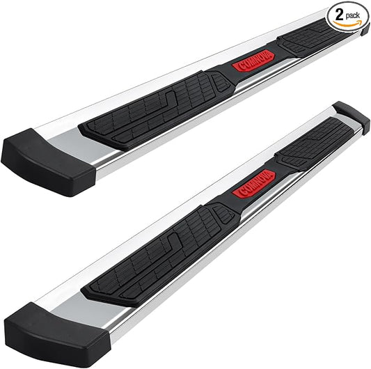 COMNOVA 6 Inch Running Boards Compatible with 2004-2014 Ford F-150 Crew Cab (4 Full-Size Doors). F150 Side Steps Nerf Bars, High Light Stainless Steel Step Bars with Non-Slip Plastic Pads.