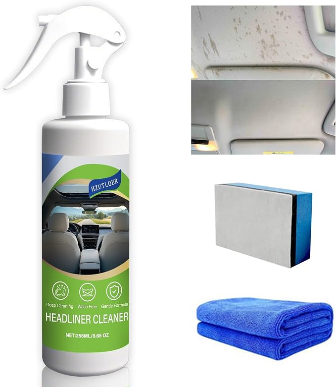 8.66 OZ (256 ml) Car Ceiling Cleaner,Headliner Cleaner,Multifunctional Car Interior Roof Fabric Cleaner Spray,Multi Purpose Deep Clean for Leather,Fabric,Plastic of Auto and Home
