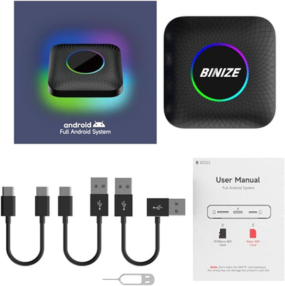 BINIZE Android 13 AI Box for Car: Wireless CarPlay & AndroidAuto Converter (8GB+128GB) | Plug & Play Upgrade for OEM Wired CarPlay/AndroidAuto Vehicles