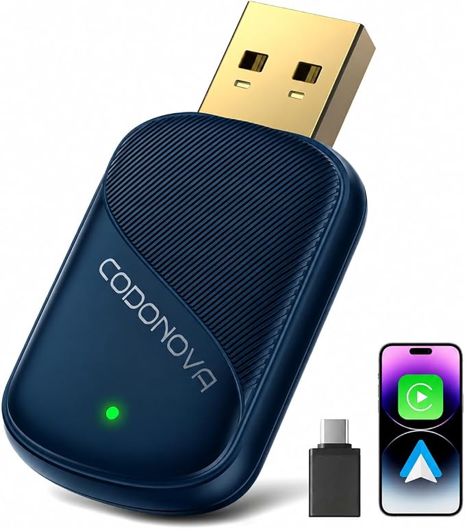 Wireless CarPlay Adapter for iPhone & Android Auto - Wired to Wireless Car Play Dongle, Gold-Plated USB, No Lag & Auto Reconnect for Daily Drive, Mini Size, Plug & Play with OEM Wired Cars 2016+