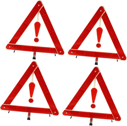 FAVOMOTO 4pcs Car Safety Triangle Kit Folding Reflective Warning Signs Tripods for Roadside Assistance Suitable for Vehicles Work Trucks Road Construction