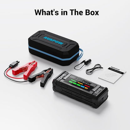 AVAPOW 8000A Battery Jumper Starter Portable with 4″ HD Display PD 30W Dual-Way Fast Charging, 12V Car Starter Jump Box & Battery Booster for All Gas & Up to All Diesel Engines