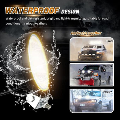 LED Light Pods,KaiDengZhe 72W 4.5" LED Work Light with Amber Strobe Halo Ring Off Road Pods Spot Flood Combo Lights Off Road Driving Fog Lights 12V -36V LED for Truck Pickup Jeep SUV ATV UTV-4PCS