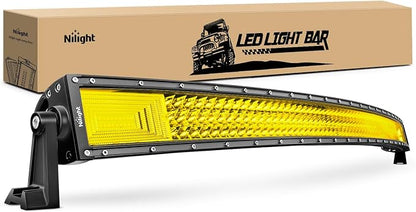 Nilight 52 Inch LED Light Bar 783 LED Chips Curved Triple Row Fog Light Yellow Beam Spot Flood Combo High Power LED Driving Lights Off Road Lights for Trucks SUV UTV ATV Truck Van 4x4 Boat