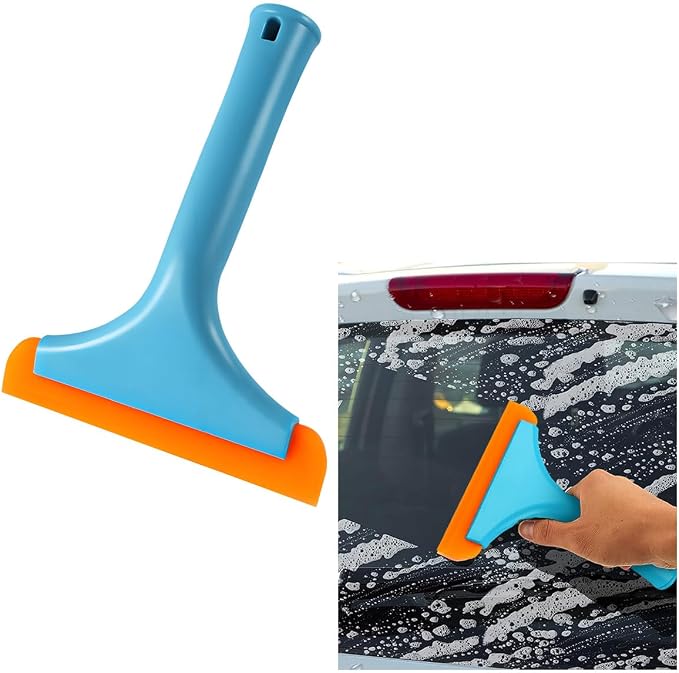 Ohleats Small Silicone Window Squeegee, Auto Windshield Water Blade Scraper, All-Purpose Water Squeegee Wiper for Mirror Home Cleaning, Car Accessories (Sky Blue)