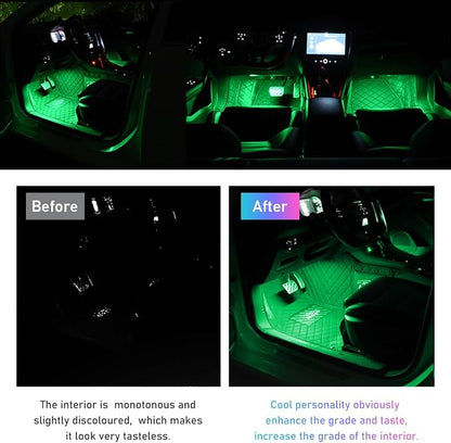 Ohleats Car LED Strip Light, 48 LED RGB Auto Interior Atmosphere Lights, Cigarette Lighter Under Dash Ambient Night Light, Interior Lamp Lighting Kit (Green, Cigarette Lighter)