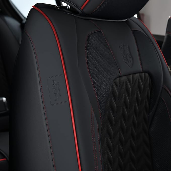 Coverado Front Seat Cover, Car Seat Cover Winter, 2PCS Car Seat Protector, Seat Covers for Cars, Breathable Faux Leather Car Seat Cushion, Car Seat Protector, Black Car Seat Covers fit Most Vehicles