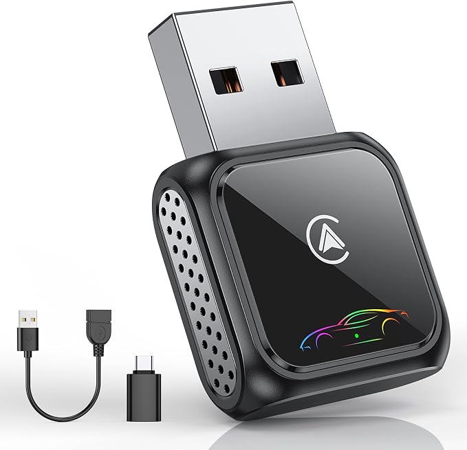 Super Mini Android Auto Wireless CarPlay Adapter - 3s Auto Connect Car Play Dongle, Zero Latency, Compatible with iOS & Android, 2017+ Models, USB/Type-C