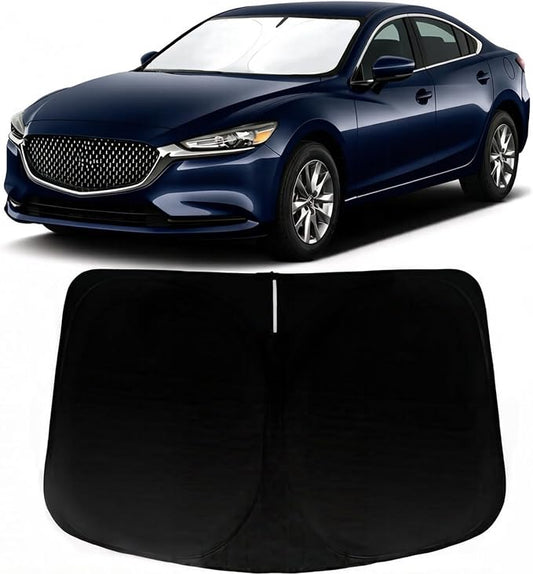 Windshield Sun Shade for 2014-2021 Mazda 6 Mada6, Car Front Window Sunshade with 240T Sun Visor Protector Blocks UV Rays Heat Sun Shield Accessories
