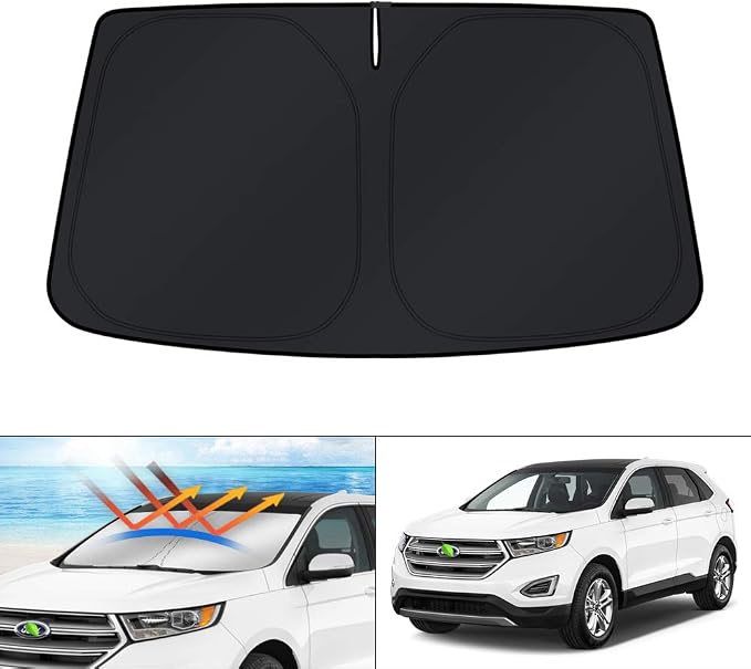KUST Windshield Sun Shade for 2015-2024 Ford Edge SUV Accessories Custom Fit Sunshade Sun Visor Protector Foldable Blocks UV Rays Keep Car Cooler