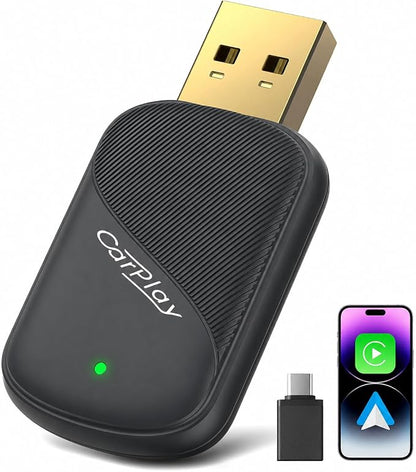 Wireless CarPlay Adapter for iPhone - Wired to Wireless CarPlay Dongle with USB-A/USB-C, Gold-Plated USB, Low Latency, Auto Reconnect, Mini Plug & Play Adapter for OEM Wired Cars 2016+